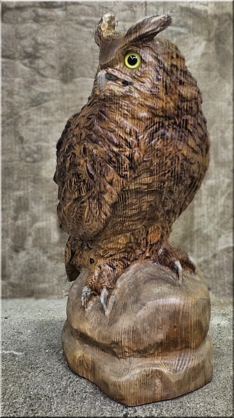 eule holz motorsäge kettensäge schnitzen kettesägenkunst motorsägenkunst