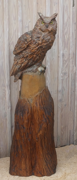 eule uhu motors�ge kettens�ge schnitzen holz kunst holzwerker