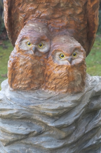 eule uhu motorsge kettensge schnitzen holz kunst holzwerker