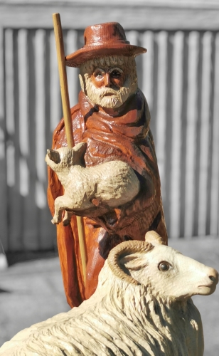 hirte sheperd lamb schaf ewe  motors�ge kettens�ge schnitzen jochen adam holzwerker